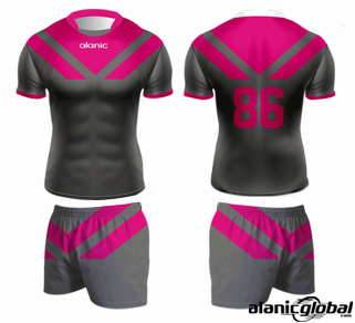 GRAY AND PINK RUGBY SPORTSWEAR