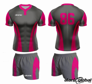 Designer Gray Rugby Jersey and Shorts