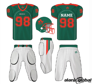 Fir green and white American football set