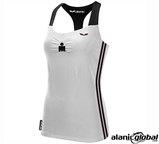 Black and white marathon ladies racer back tops