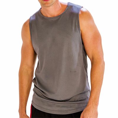 Block Grey Sleeveless Fitness T-Shirt Supplier