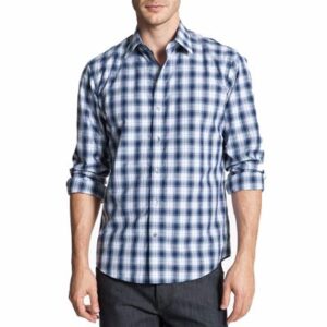 Wholesale Fashionable White and Blue Check Shirt for Men