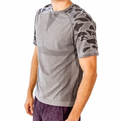 Grey with Print Sleeves Fitness T-Shirt Distributor