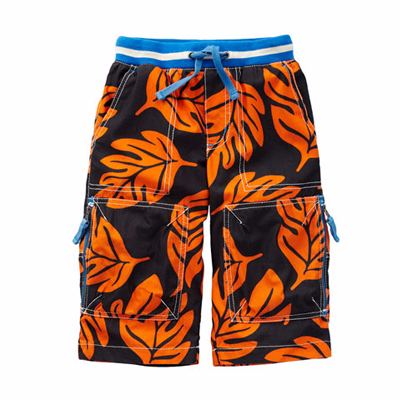 Kids' Black and Orange Leaf Print Shorts Manufacturer