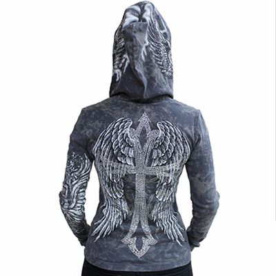 Wholesale Logo Embossed Grey Hooded Custom Jacket