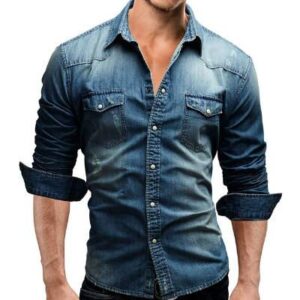 Mens Casual Blue Denim Shirt Supplier