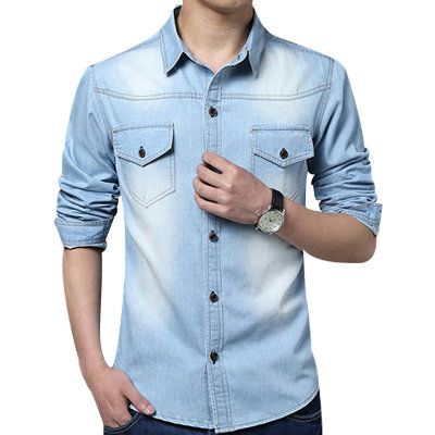 Men's Long Sleeve Casual Denim Shirt Supplier