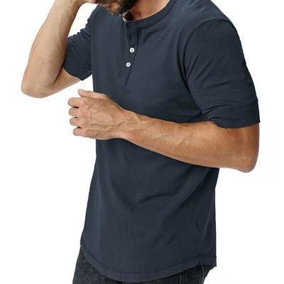 Mens Vintage Short Sleeve Navy Blue T-shirt Supplier