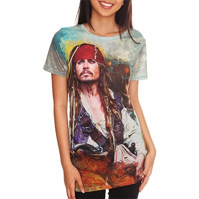 Pirates of the Caribbean Printed Longline Custom Tee Supplier