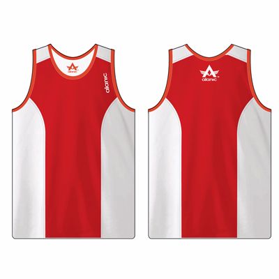 White and Red Men's Fitness Sleeveless Singlet Manufacturer