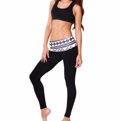 Black Yoga Suit Set with Printed Waistband Manufacturer