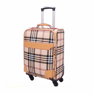 Wholesale Check Printed PU Luggage Bag