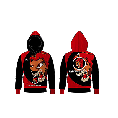 Fighting Lyons Red Black Sublimation Hoodie Manufacturer