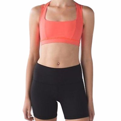 Orange Bra and Black Shorts Fitness Wear Set Distributor