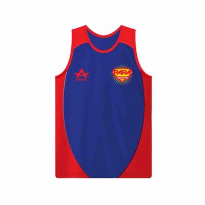 Red and Blue Sleeveless Running T-Shirt Manufacturer