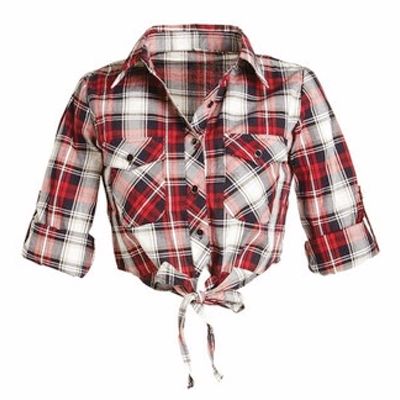 Self Tie Flannel Crop Top Supplier