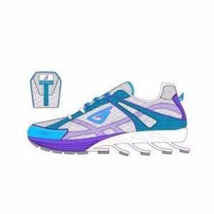 White, Blue and Purple High Definition Running Shoes Distributor