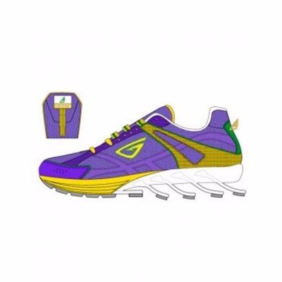 Yellow and Purple Designer Running Fitness Shoes Distributor