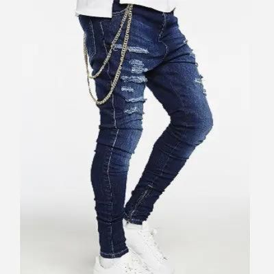 Men's Funky Denim Jeans with Chain Wholesale