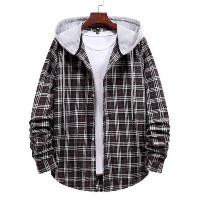 100% Cotton Long Sleeve Wholesale Check Flannel Hood Shirts for Men Manufacturer