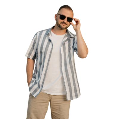 gray and white striped uv protected shirt supplier