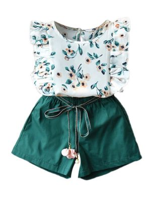 bulk baby girl custom o neck sleeveless floral print top