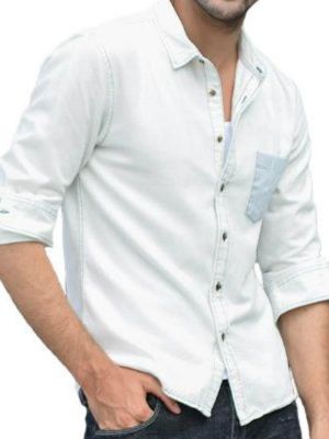 mens antique washed white denim shirt vendors