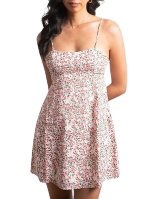 wholesale women floral printing strappy mini dress