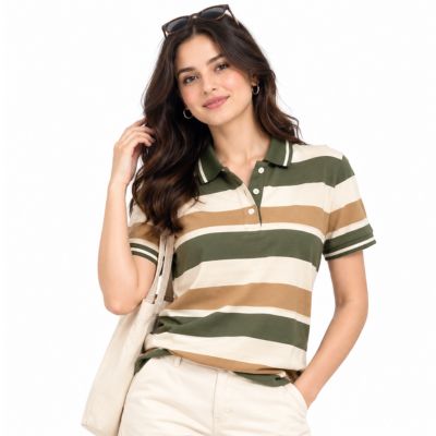 Striped Womens Polo Shirts suppliers wholesale Striped Womens Polo Shirts